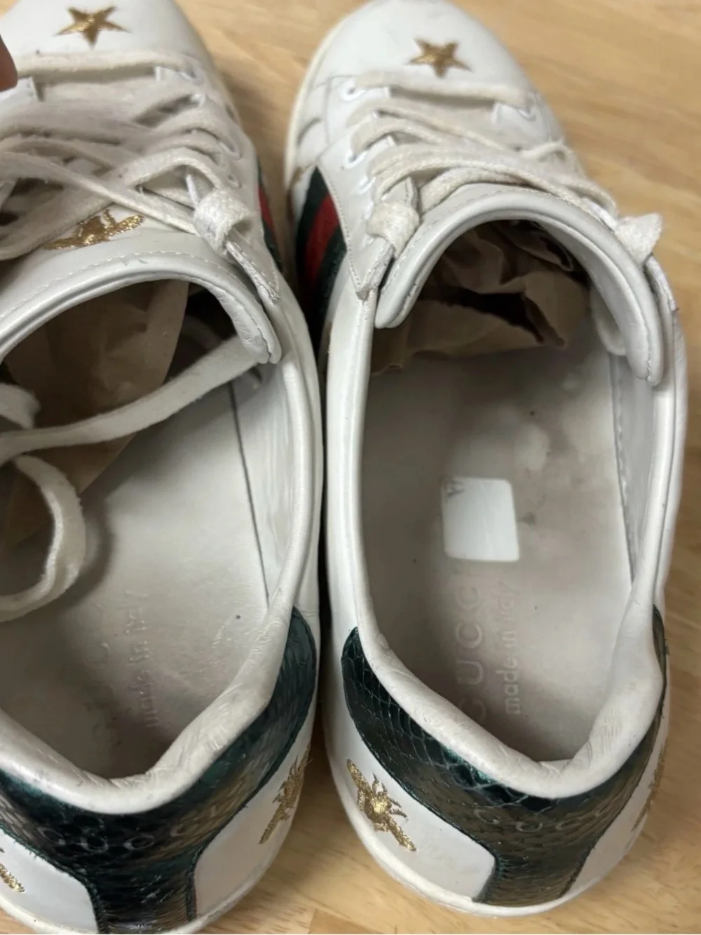 Gucci Men's Ace Bee Embroidered Sneakers, Size 7.5